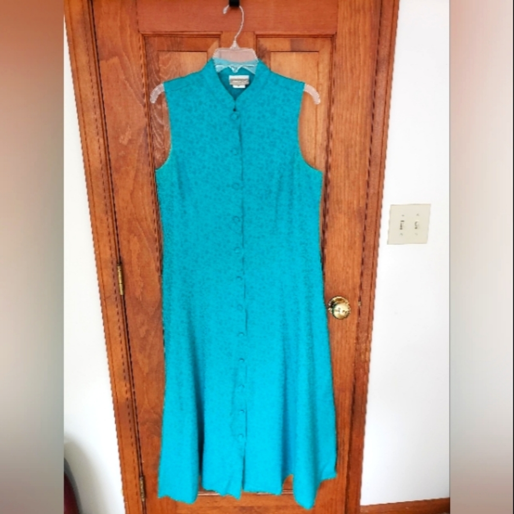 Coldwater Creek Teal Embroidered dress